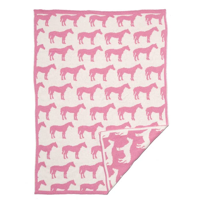 In2Green - Wholesale Bedding blanket – Kids & Baby - Baby Reversible Cotton Knit Blanket - Pony