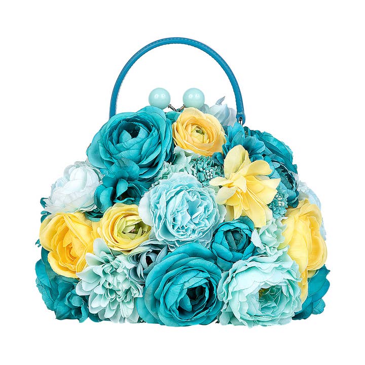 Bolso Posy Bag de Return To Me, con flores, verde azulado y amarillo para venta al por mayor de BB TAYLOR