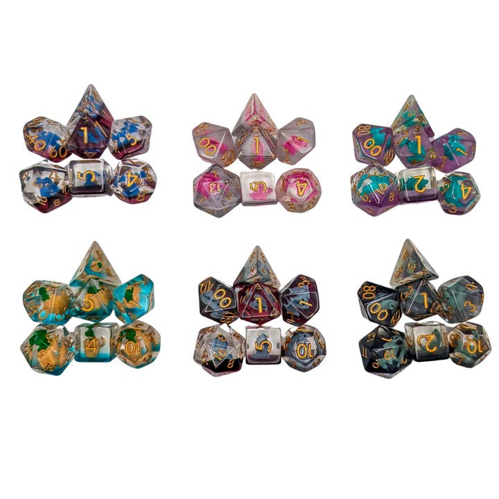 Dinosaur Inclusion Dice Collection for wholesale by Mystery Dice Goblin