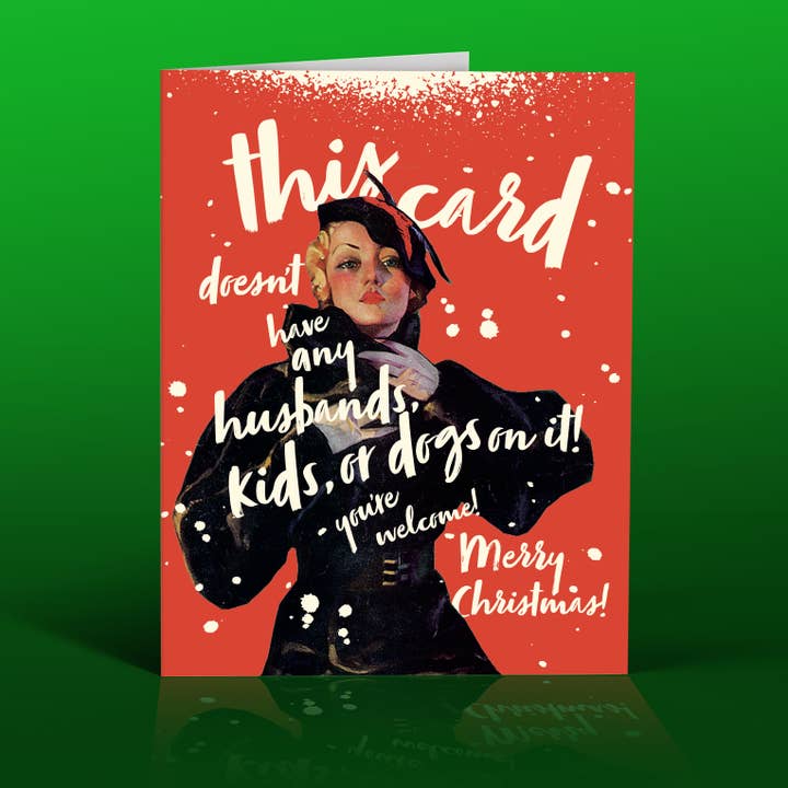 NO KIDS OR DOGS christmas card for wholesale by offensivedelightful