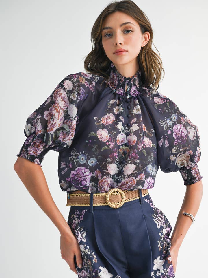 Floral Button up Top and Short Set for wholesale by Endless Blu