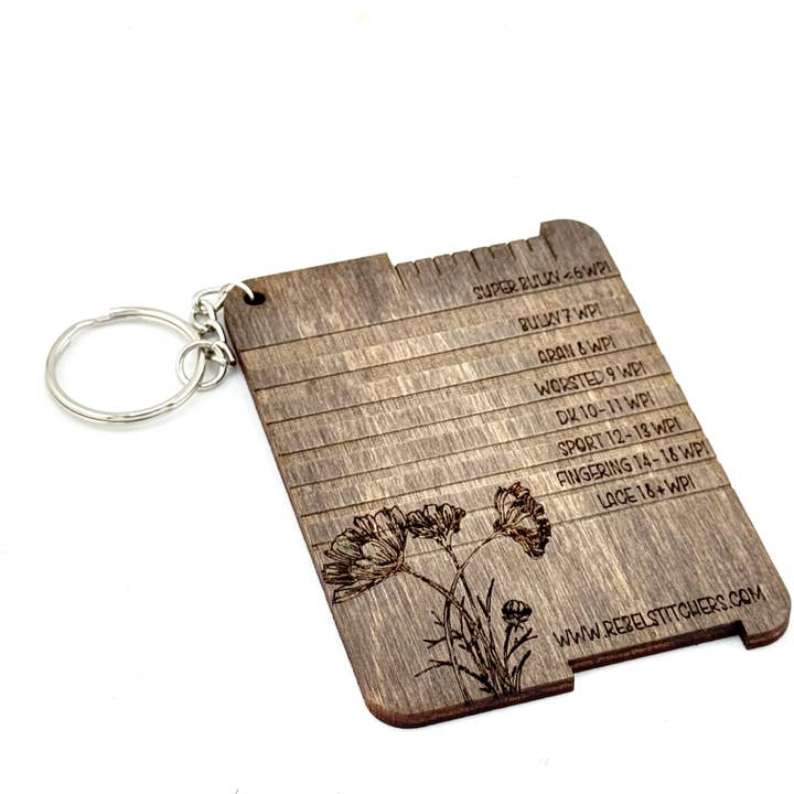 Art by Erica H & Rebel Stitchers - Wholesale Knitting/Crochet Supplies - Yarn Weight Wraps Per Inch (WPI) Gauge – 2.5" x 3.5" Poppies