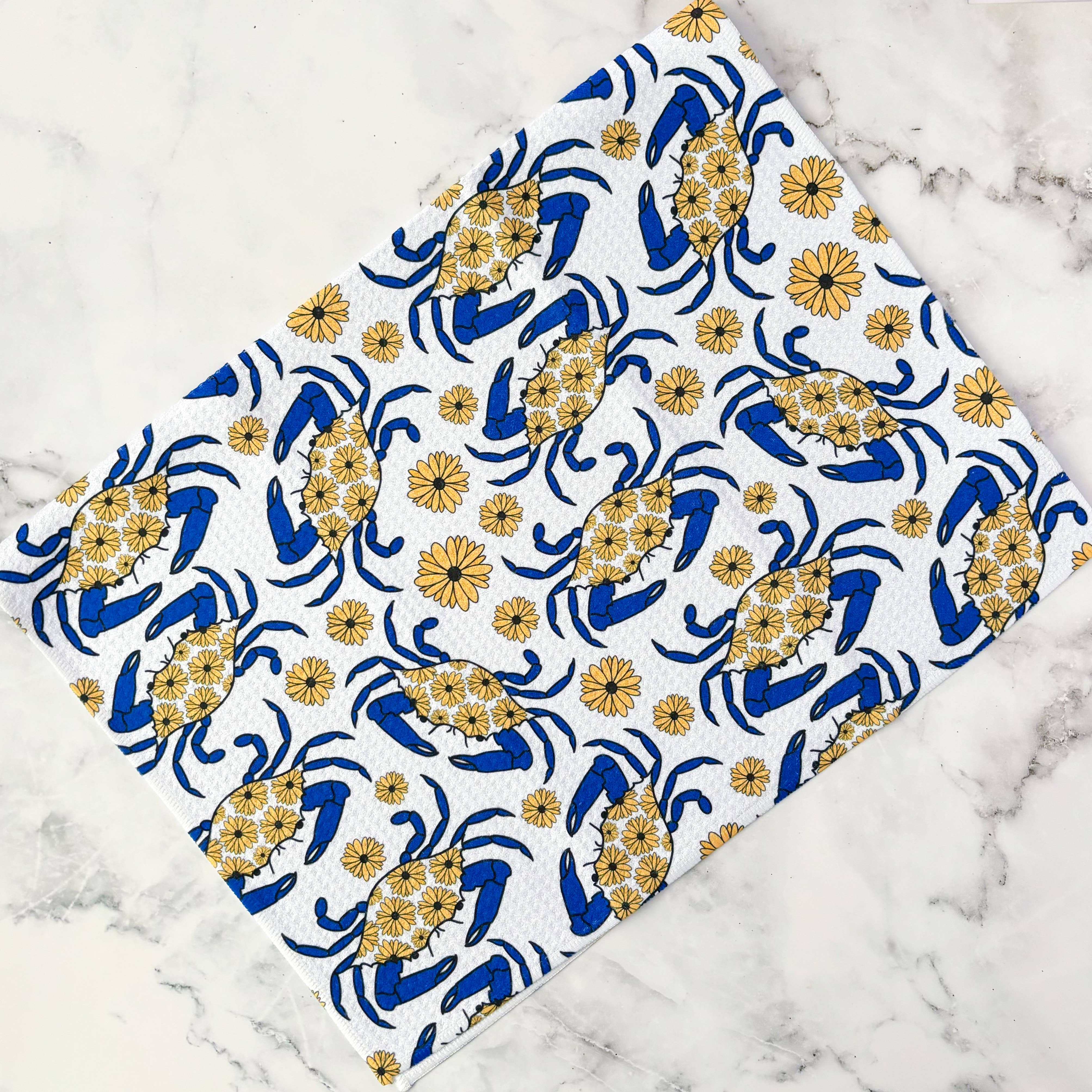 Jami Creates - Wholesale Tea Towel - Maryland Blue Crab Patterned Waffle Kitchen Dish Towel1