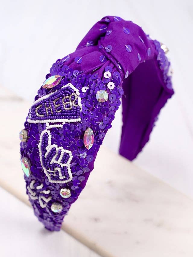 Cheer Sequin Headband PURPLE for wholesale by Caroline Hill