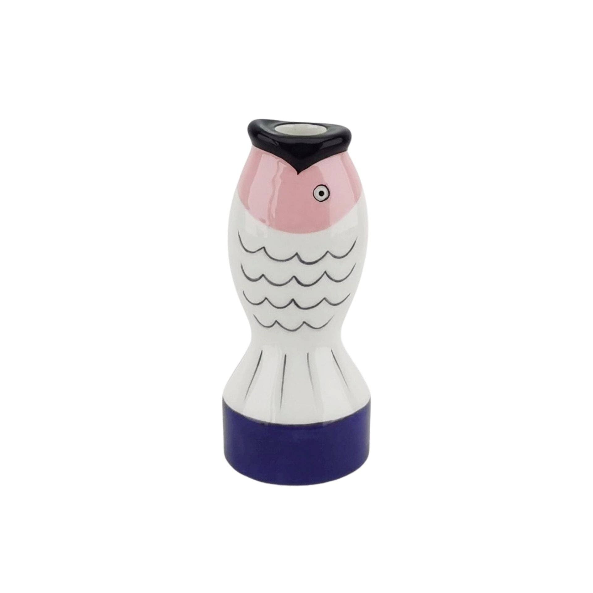 Housevitamin bv - Wholesale Candle Holder - Candle holder - Fish - Blue/White/Pink - 7x7x16,5cm0