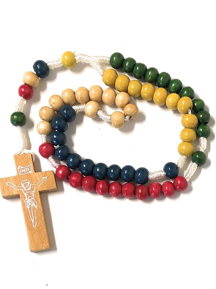 Rosario legno e corda missionario mm. 6 per la vendita all'ingrosso da parte di Costa Articoli Religiosi