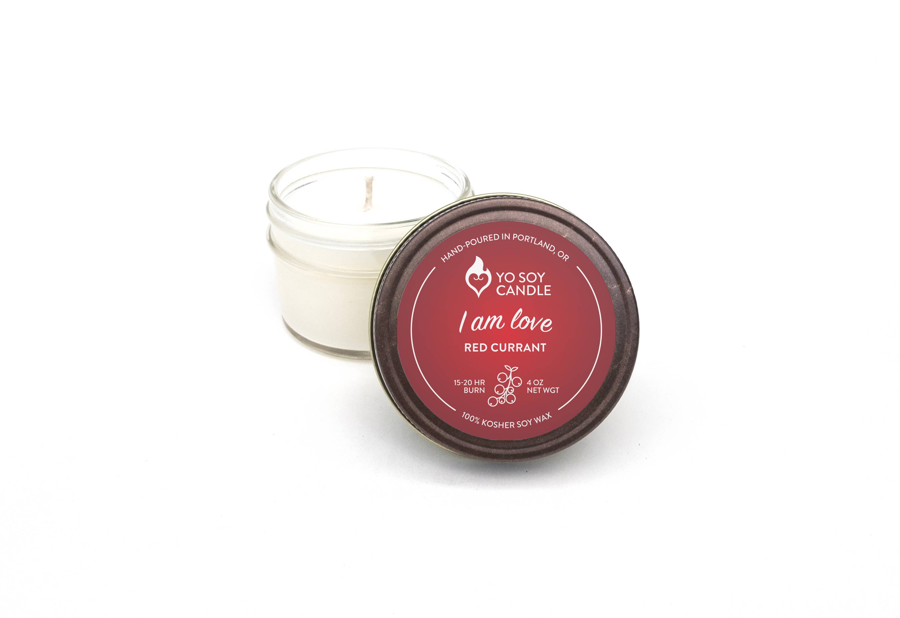 Yo Soy Candle - Wholesale Jar/Filled Candle - I AM LOVE : Red Currant Soy Candle