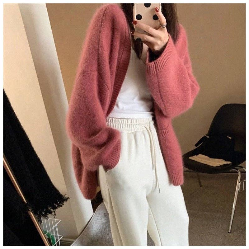 UZ Wholesale Store - Vendita all'ingrosso Cardigan - Donna - Cardigan maglione lavorato a maglia tinta unita versatile2