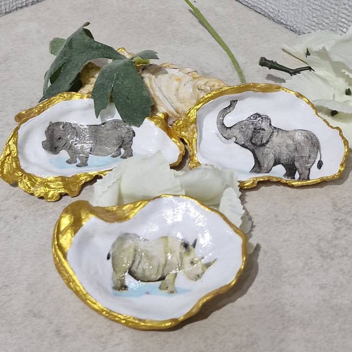 Wild Animals Oyster Shells Trinket Jewellery Dish Zoo Safari for wholesale by Bee my Oyster