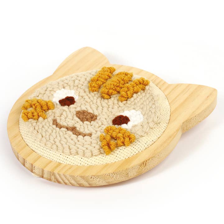 Graine Créative - Wholesale DIY Craft Kit - Kids - CAT PUNCH NEEDLE KIT Ø 150mm2