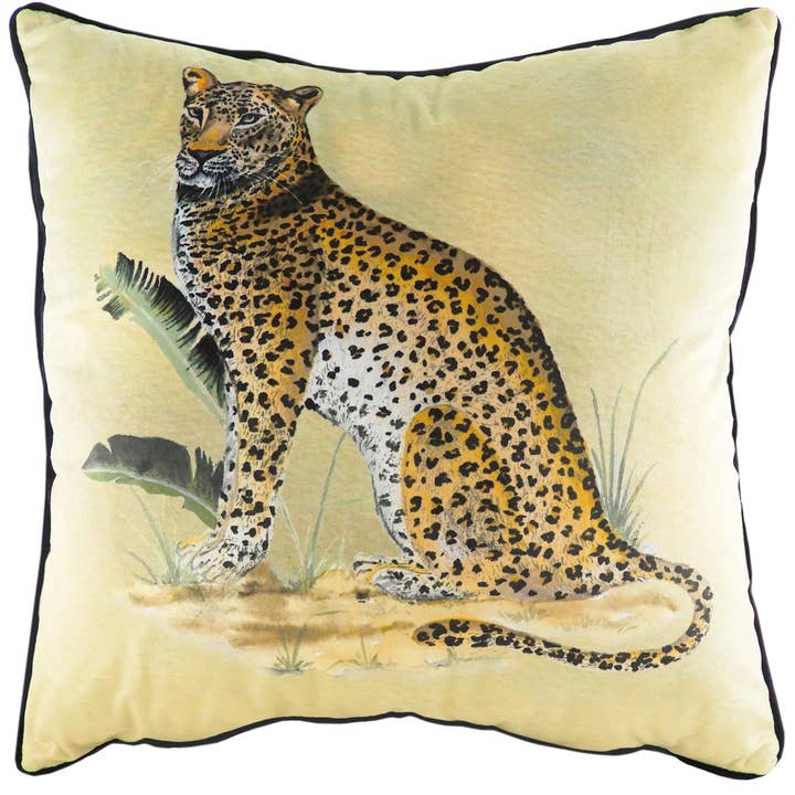 Kibale Jungle Leopard Pude Oker for engroshandel hos Riva Home