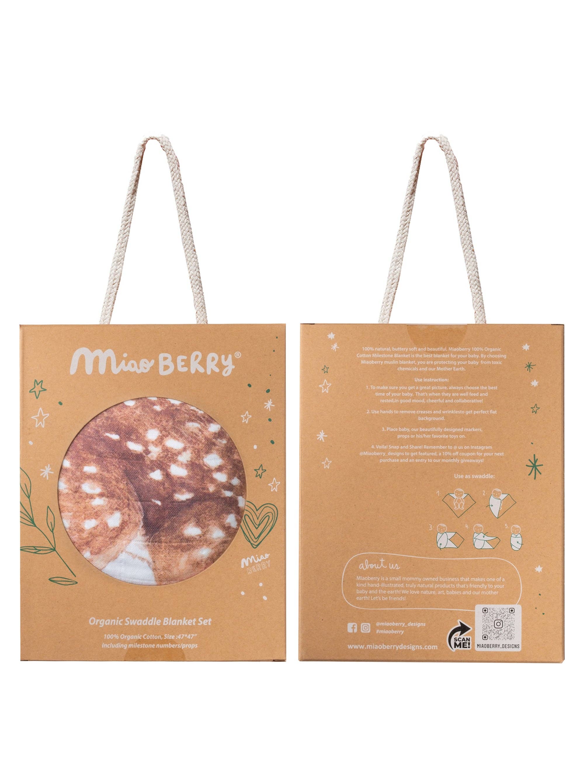 Miaoberry – Großhandel Meilensteindecke – Kind & Baby – Miaoberry Woodland 100% Bio-Baumwolle Musselin Meilenstein-Decke4
