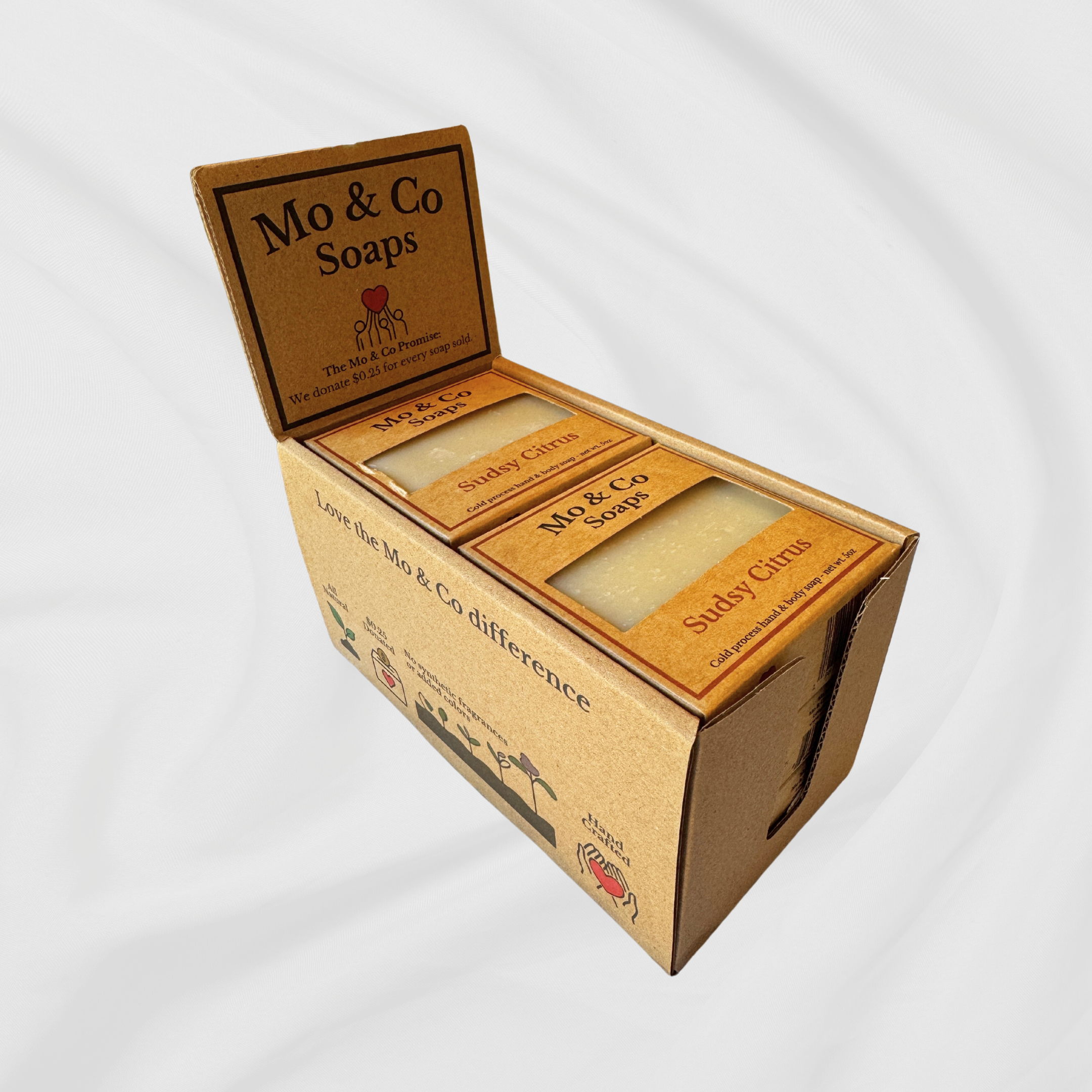 Mo & Co Soaps - Wholesale Soap Set - All Natural Handcrafted Sudsy Citrus Soap 5oz – Supports Charity2