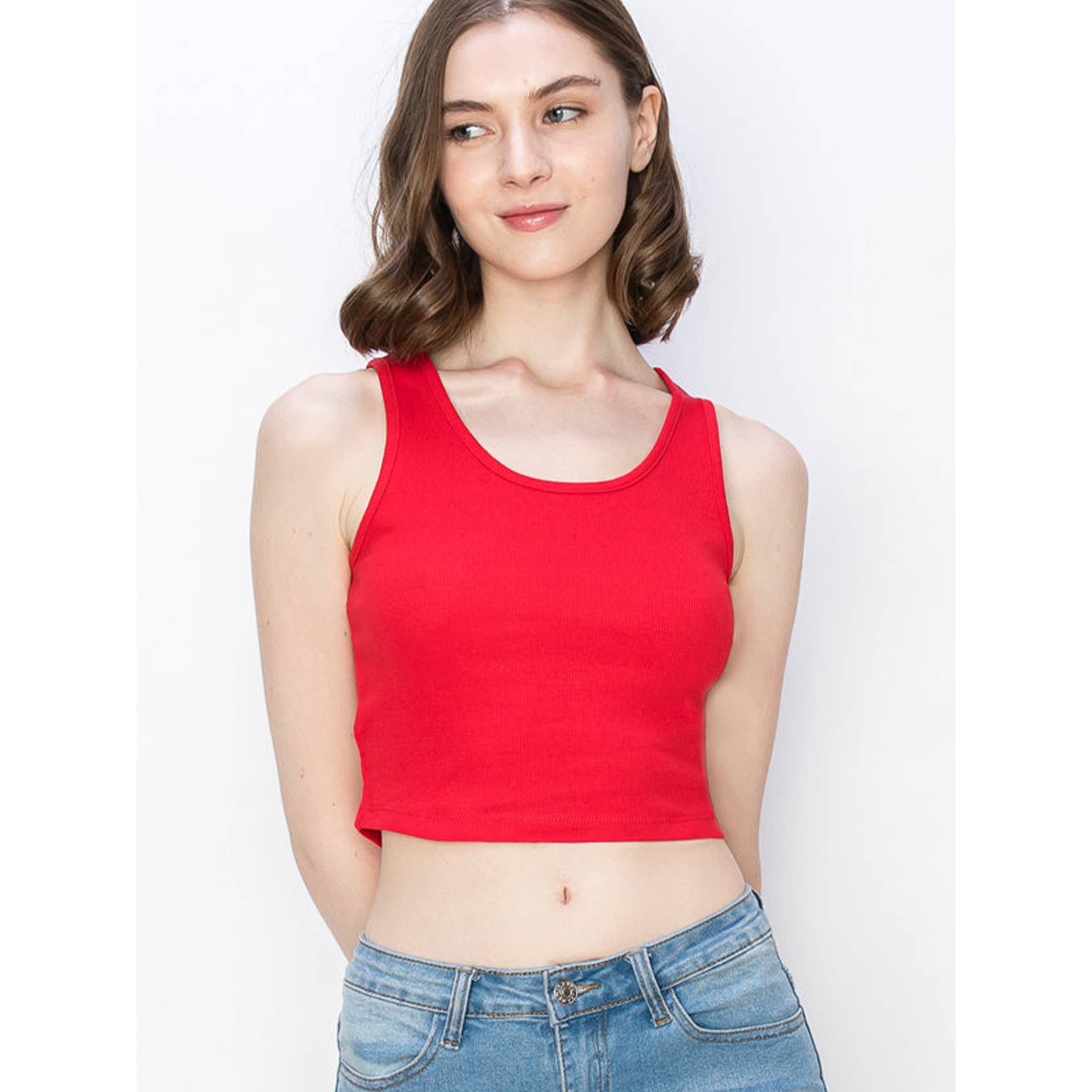 Timeless - Wholesale Tank Top - Women's - Cropped Scoop Neck Ribbed Tank Top10