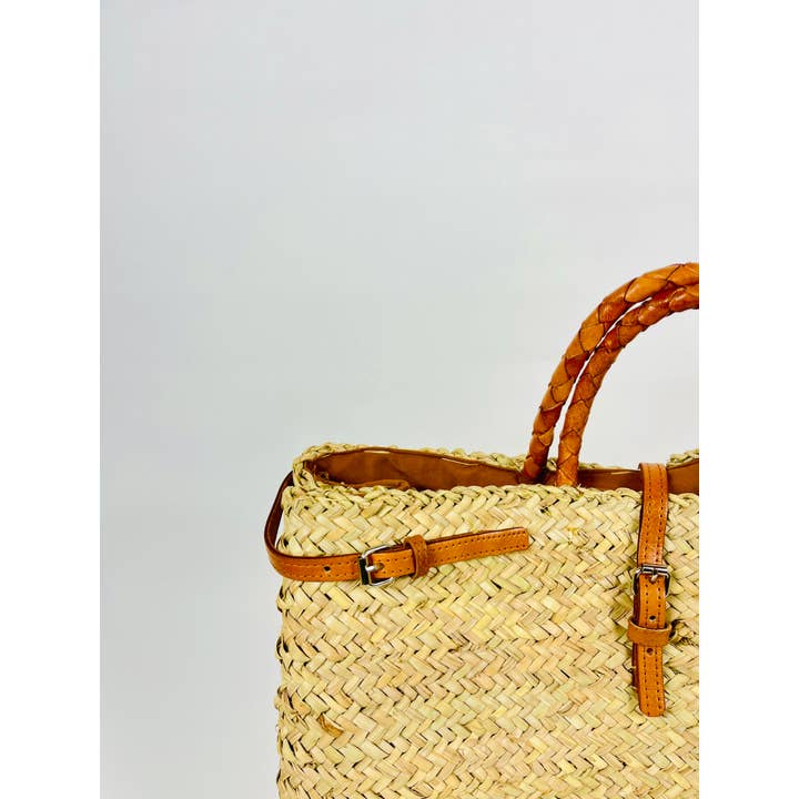 Mikwi – wholesale Korg – Fransk marknadskorg med dubbla remmar i läder3