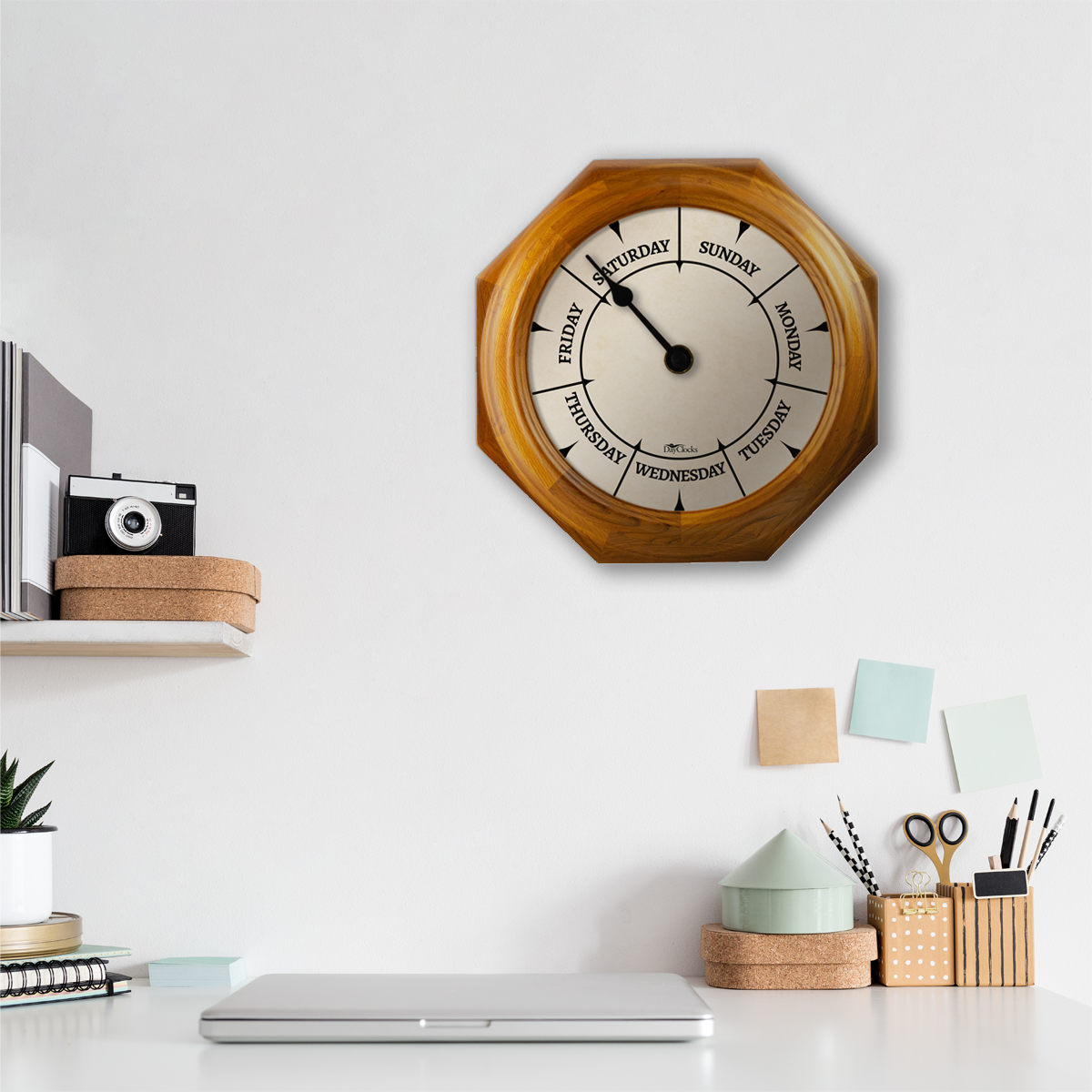 Dayclocks - Wholesale Wall Clock - DayClocks Day-of-the-Week 10" Wall Clock with Oak Wood Frame8