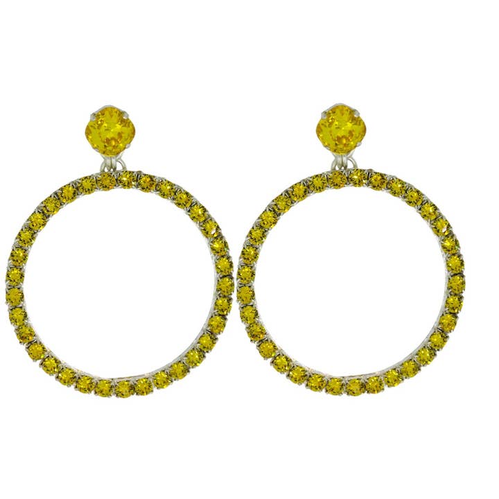 Die mittelgroßen gelben Creolen in Platin (gestochen) für den Großhandel von VICKISARGE