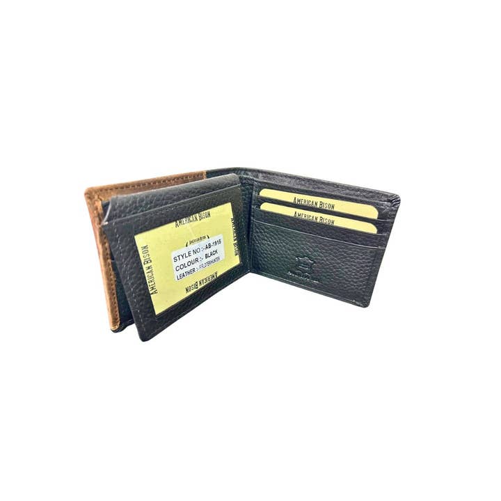 Leather Impressions Inc - Wholesale Wallet - Men's - Mixed Media Bifold Rodeo Wallet with Medallion AB19154