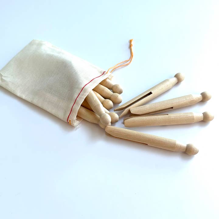 GreenWave - Wholesale Clothes Clips - Wooden Laundry Doll Clips Clothing Pegs Set of 101