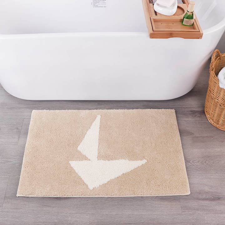 Modminzen SAIL BOAT Bath Mat Beige – Geometric Shower for wholesale by Modminzen