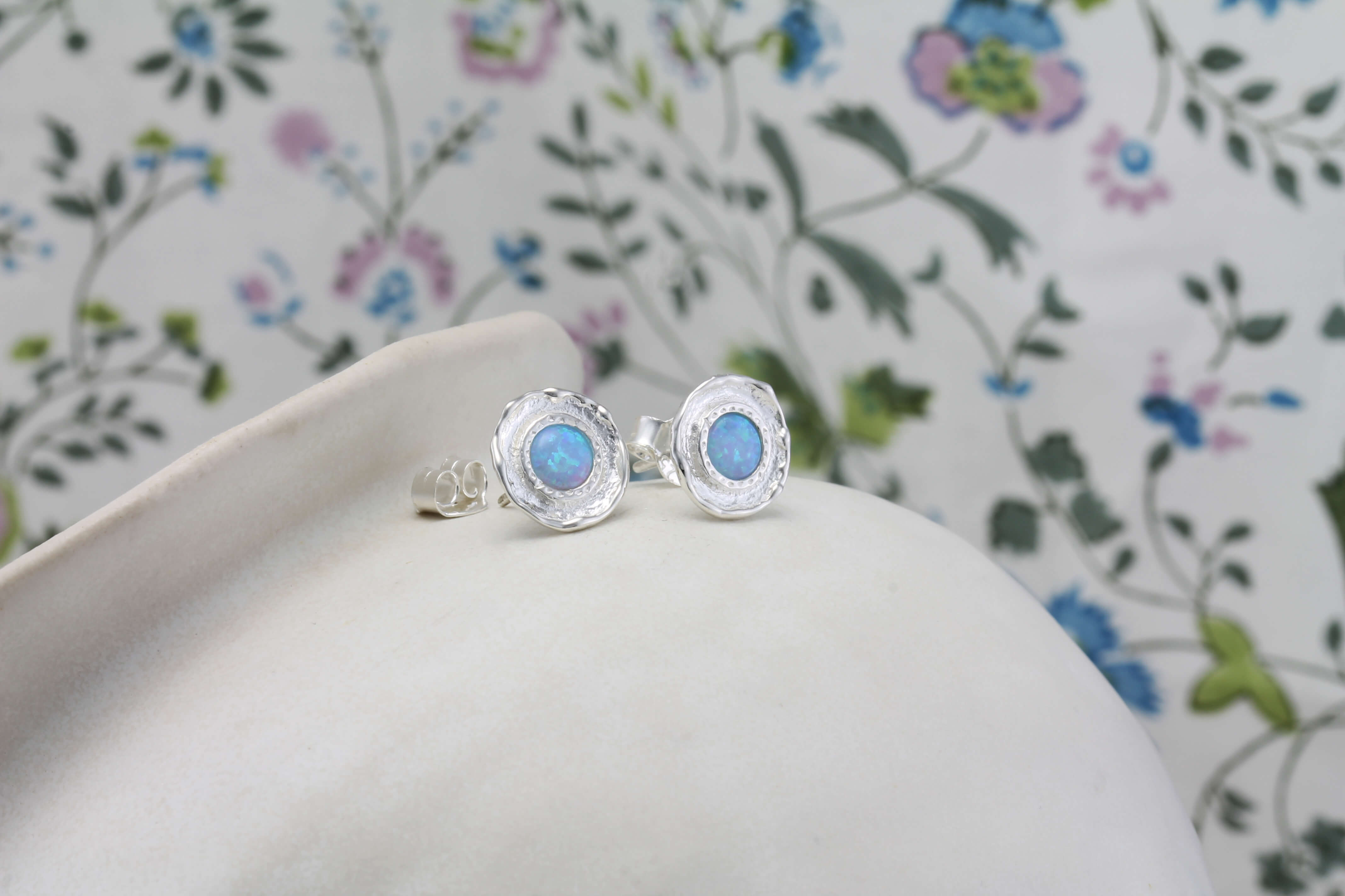 Banyan Jewellery - Wholesale Stud/Post Earrings - Handmade Sterling Silver Blue Fire Opalite Stud Earrings2