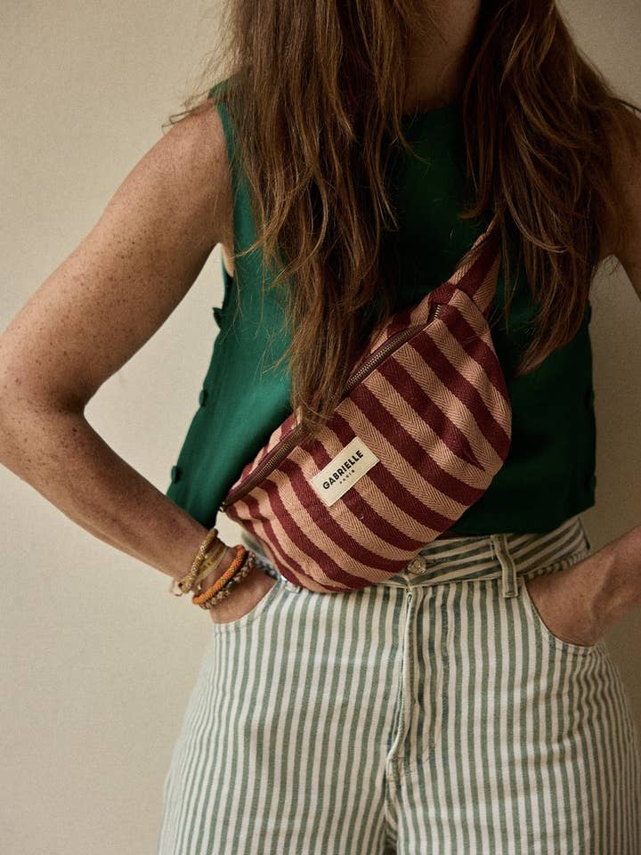 Garance Striped Cotton Fanny Pack for wholesale by Gabrielle Paris