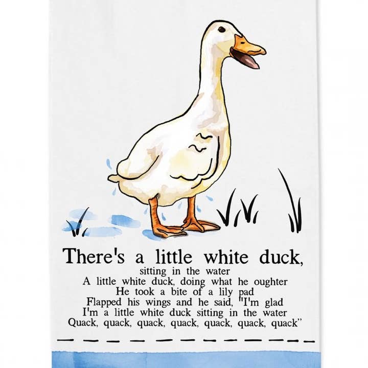 Little White Duck Tea Towel for wholesale by Sweetgum Studio