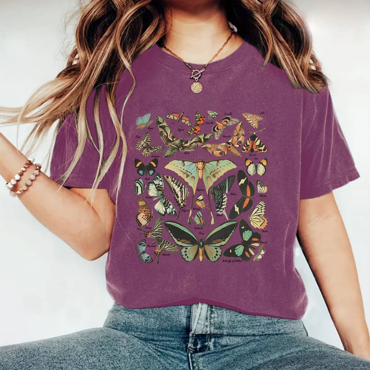 Rosa Clothing - Vente T-shirt sérigraphié – femme - T-shirt essentiel à manches courtes col rond avec motif papillon2