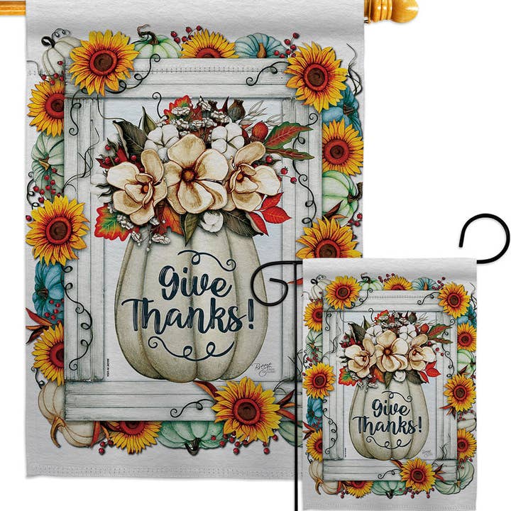 Two Group Flag Co - Wholesale Flag - Flag Pumpkins Wreath Thanksgiving Harvest Autumn Floral Sun2