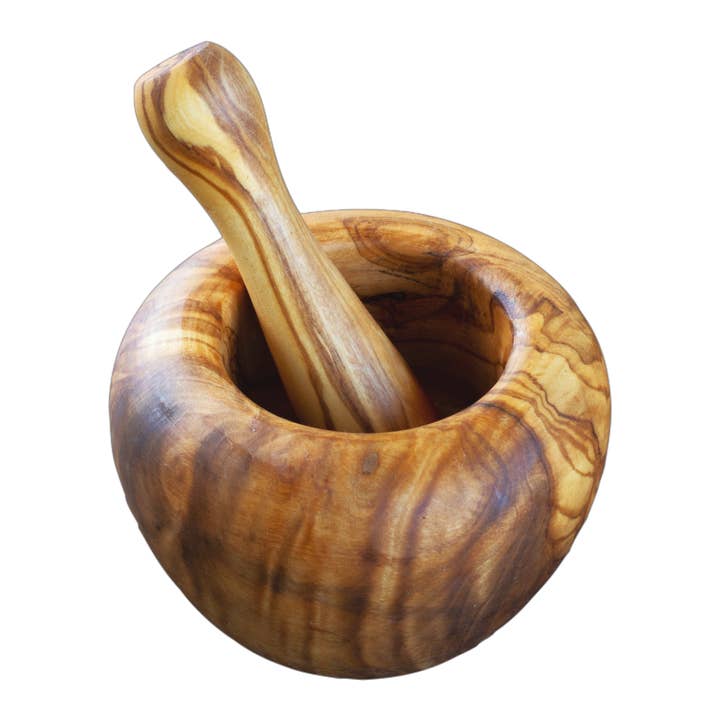 MEDITERRANEAN INSPIRED HOME DECOR & LIFESTYLE PRODUCTS - Wholesale Mortar & Pestle - SEGGIANO Mortar Medium with pestle Olive Wood Handcrafted