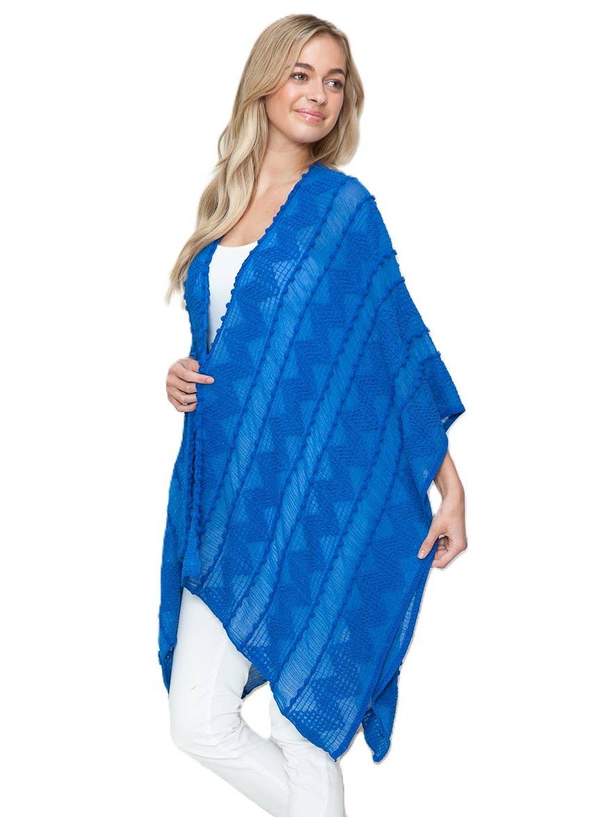 Justin & Taylor - Wholesale Kimono - Women's - Puffer-Up | Soft Textured Cover-Up Kimono With Pom Detail20