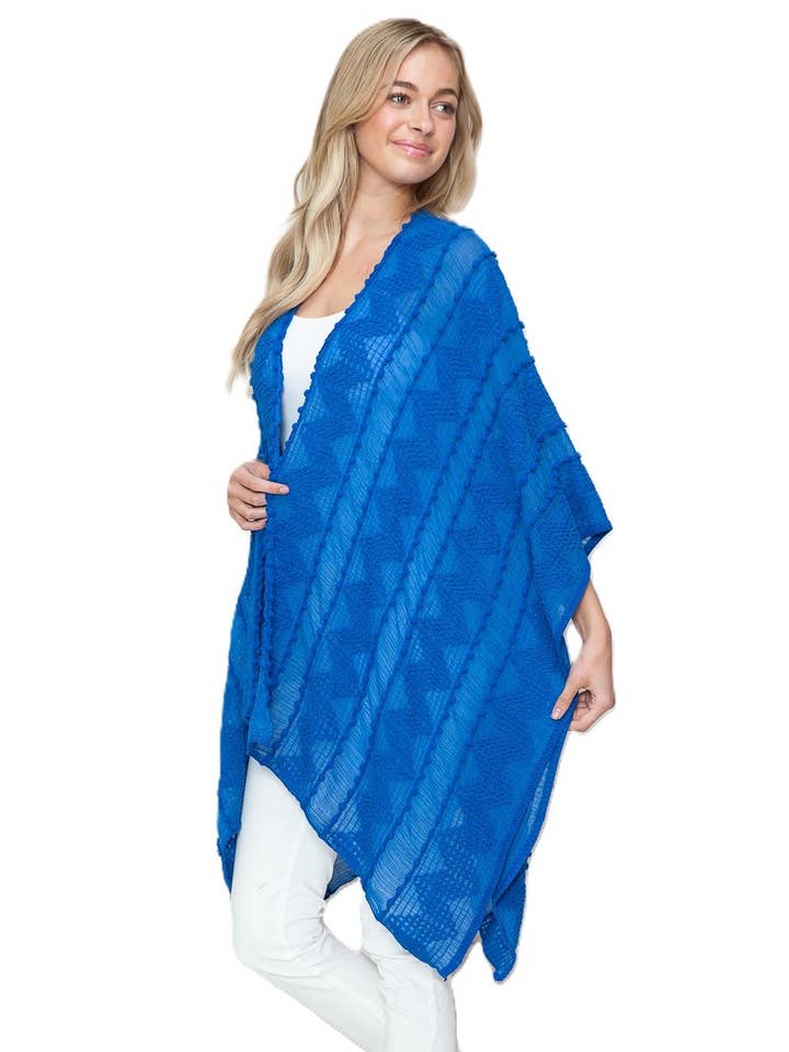 Justin & Taylor - Wholesale Kimono - Women's - Puffer-Up | Soft Textured Cover-Up Kimono With Pom Detail20