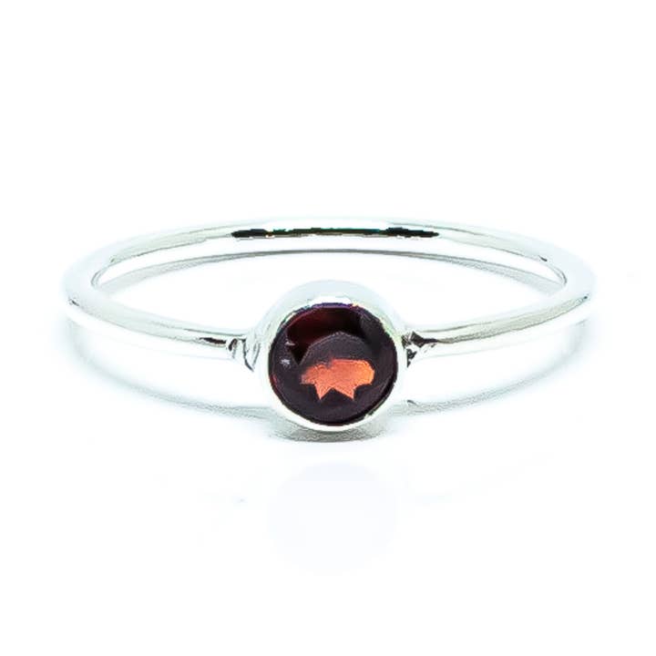 Quasar Gems USA - Wholesale Single Stone/Solitaire Ring - Garnet Sterling Silver Ring Round0