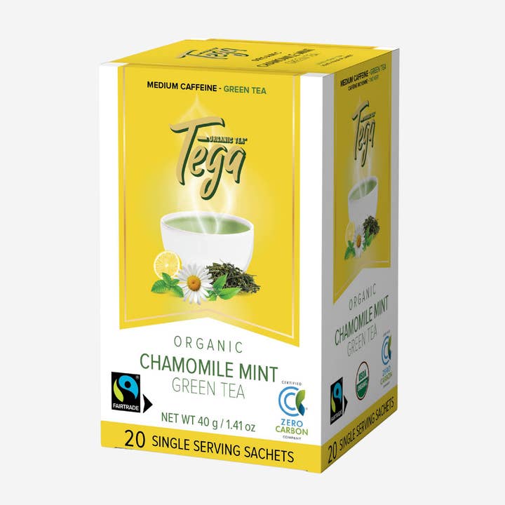 Chamomile Mint Organic Green Tea | Canadian | 20 Tea Bags for wholesale by Tega Organic Tea
