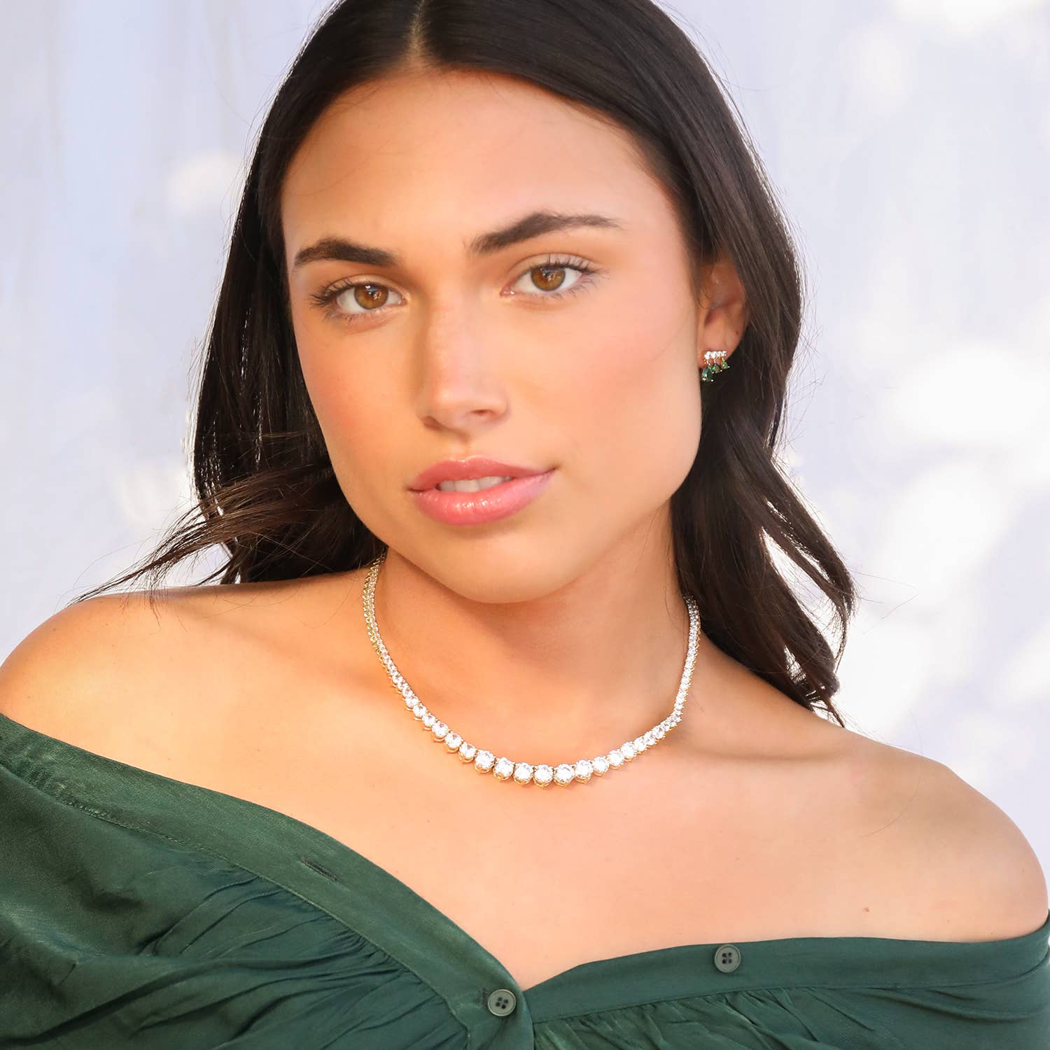 Marlyn Schiff - Wholesale Dangle Earrings - Sterling CZ Bar Post Earring with Pear Shape Drop2