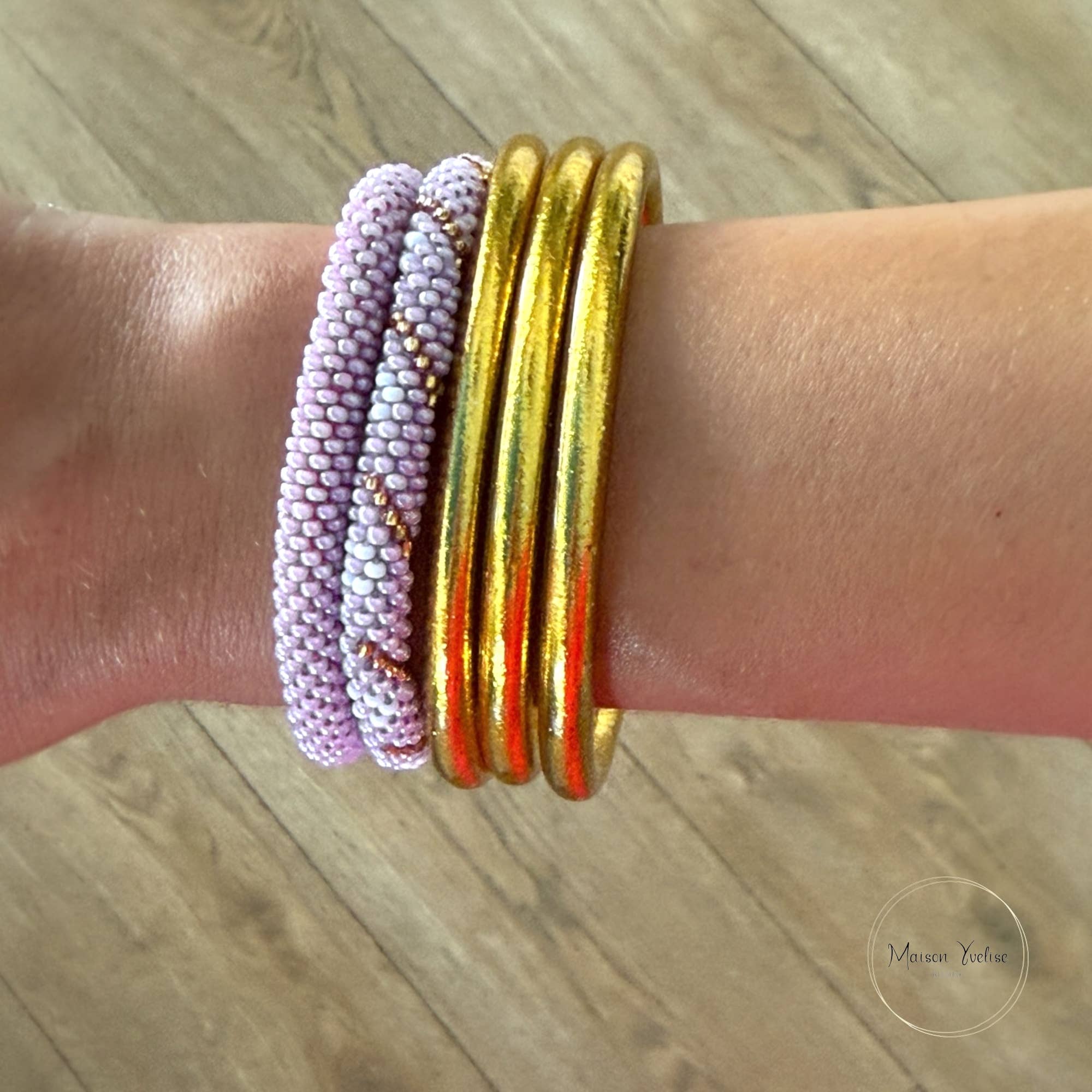 Maison Yvelise - Wholesale Beaded Bracelet - Nepali Lilac White Gold Bracelet1