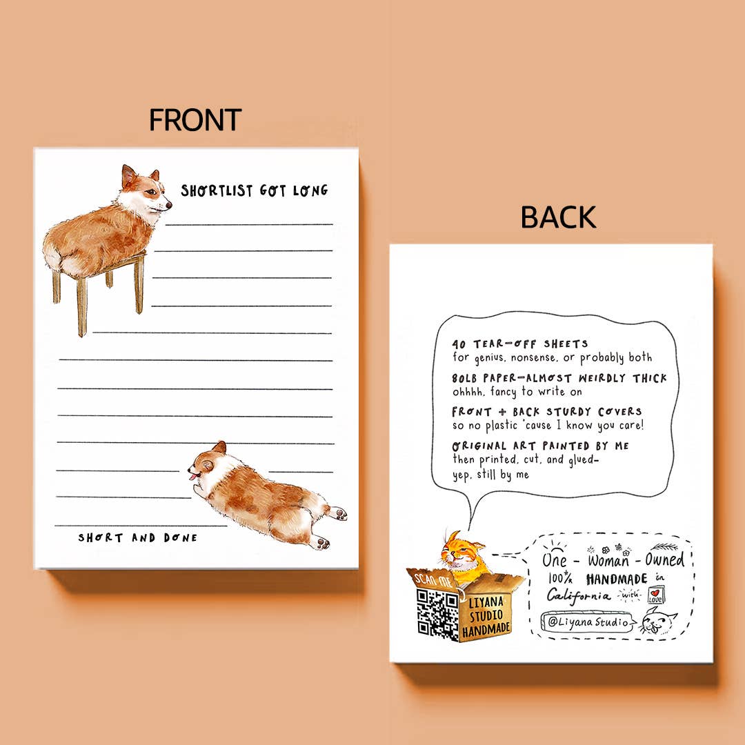 Liyana Studio - Wholesale Notepad - Corgi Shortlist Notepad - To-do List Notepads3