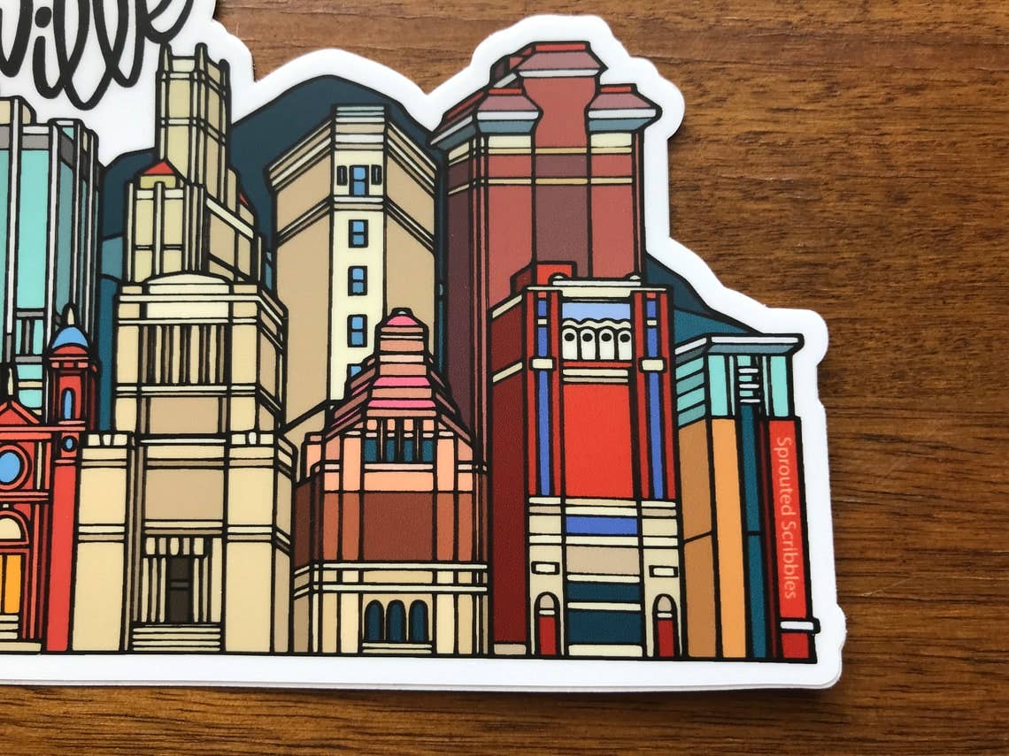 Sprouted Scribbles - Wholesale Sticker - Asheville Sticker | City Buildings | Waterproof Vinyl Decal6