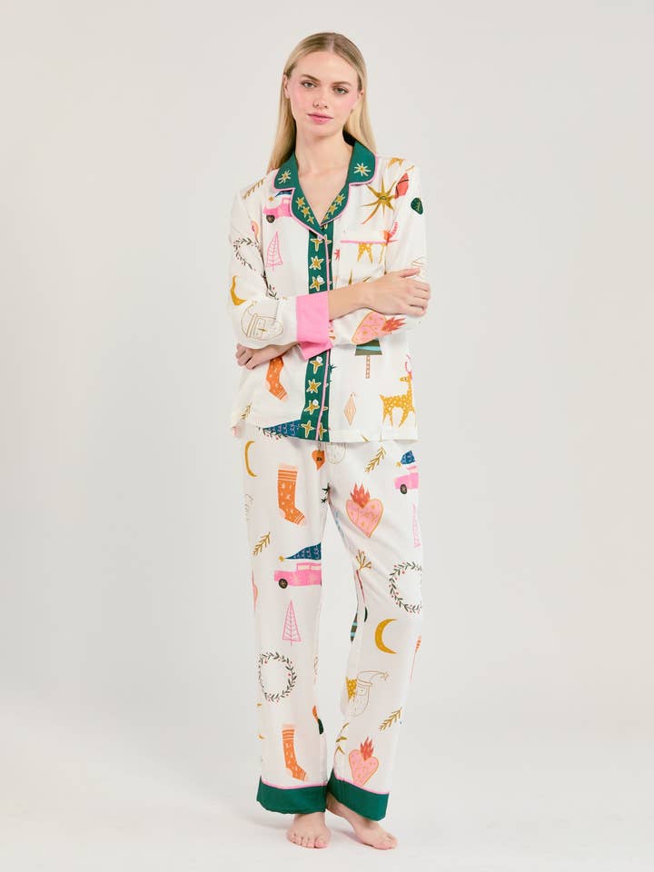 Multi Mod Holiday Long Sleeve Pajama Pants Set for wholesale on Faire