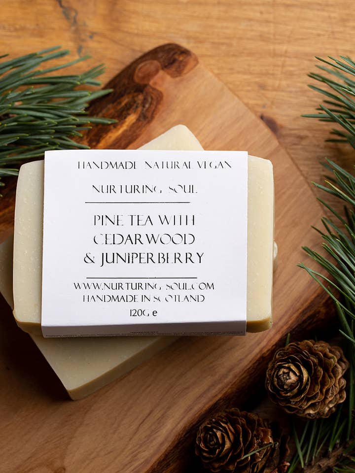 Pine Tea with Cedarwood & Juniperberry natural vegan soap for wholesale by Nurturing Soul