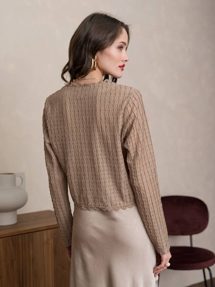 LULUMARY - Wholesale Blouse - Women's - Textured cropped blouse CH235A17