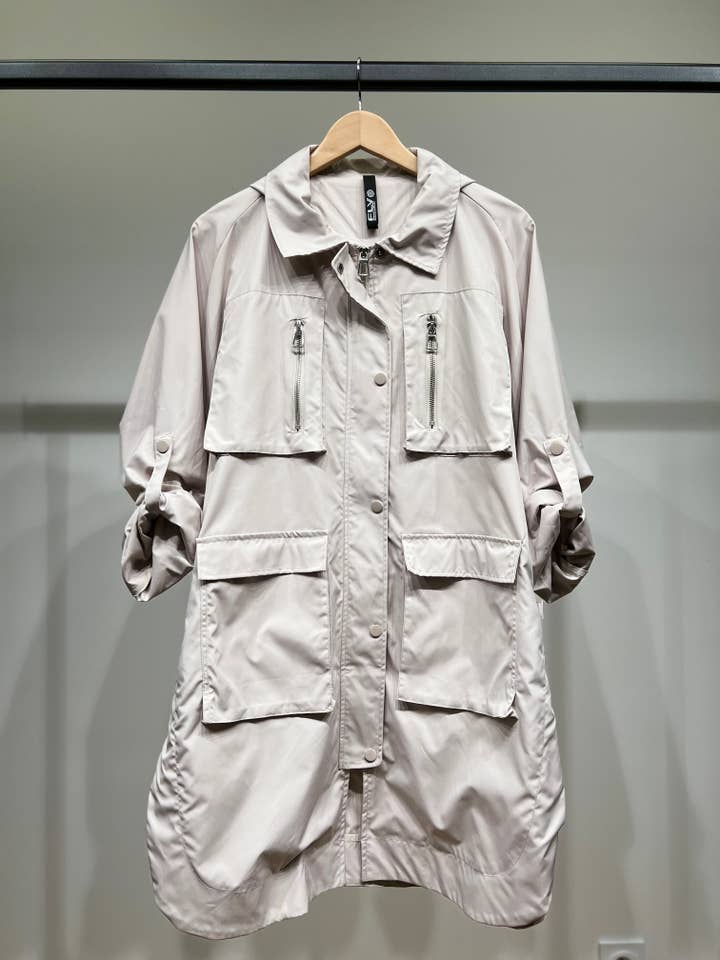 L'Emotion - Wholesale Jacket - Women's - Long Hooded Raincoat with Pockets and Buttoned Vent6