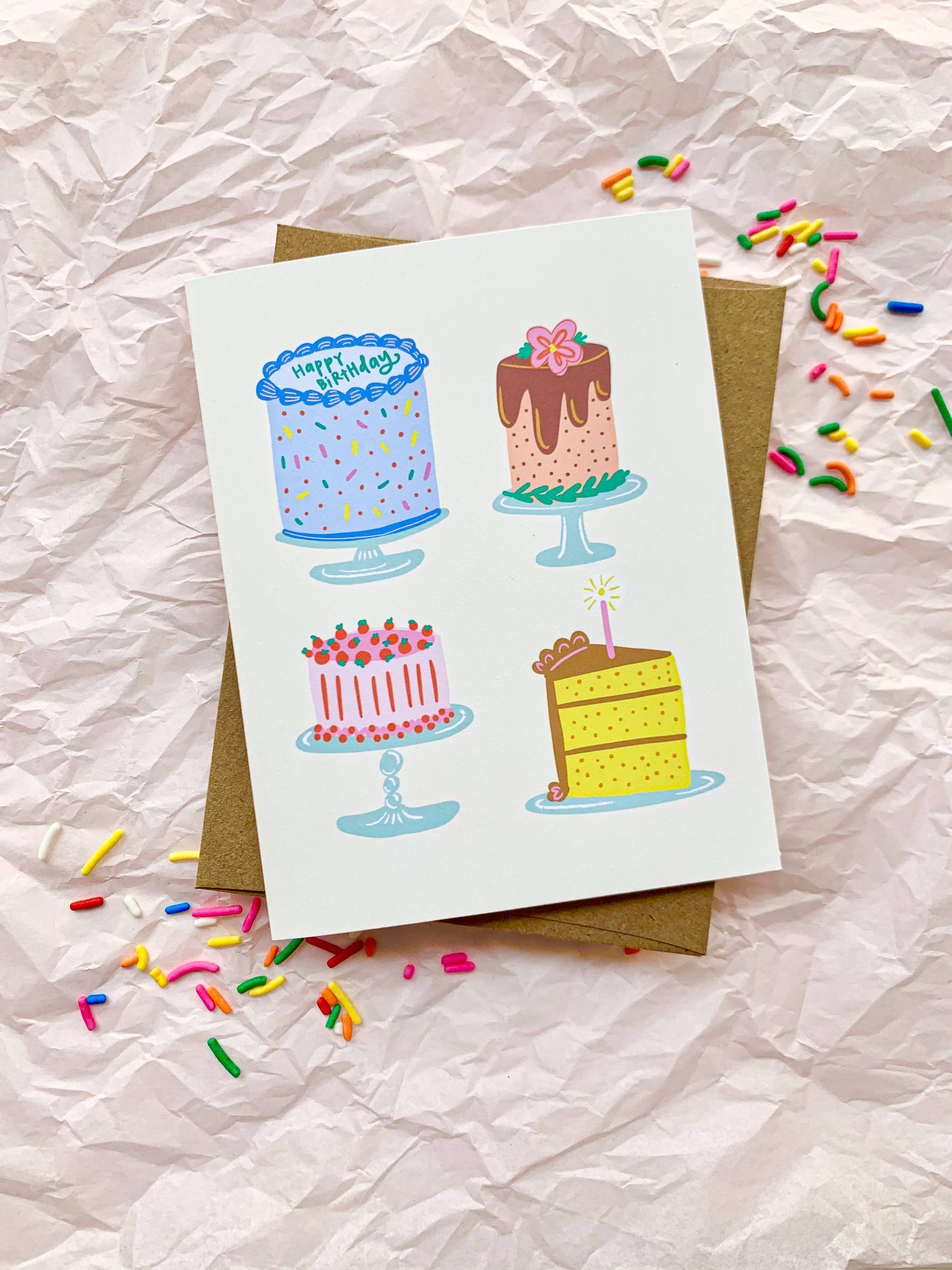 Happy Tines Design Co. - Wholesale Birthday Card - Greeting Card: Birthday Colorful Cake Stand, Gender Neutral1