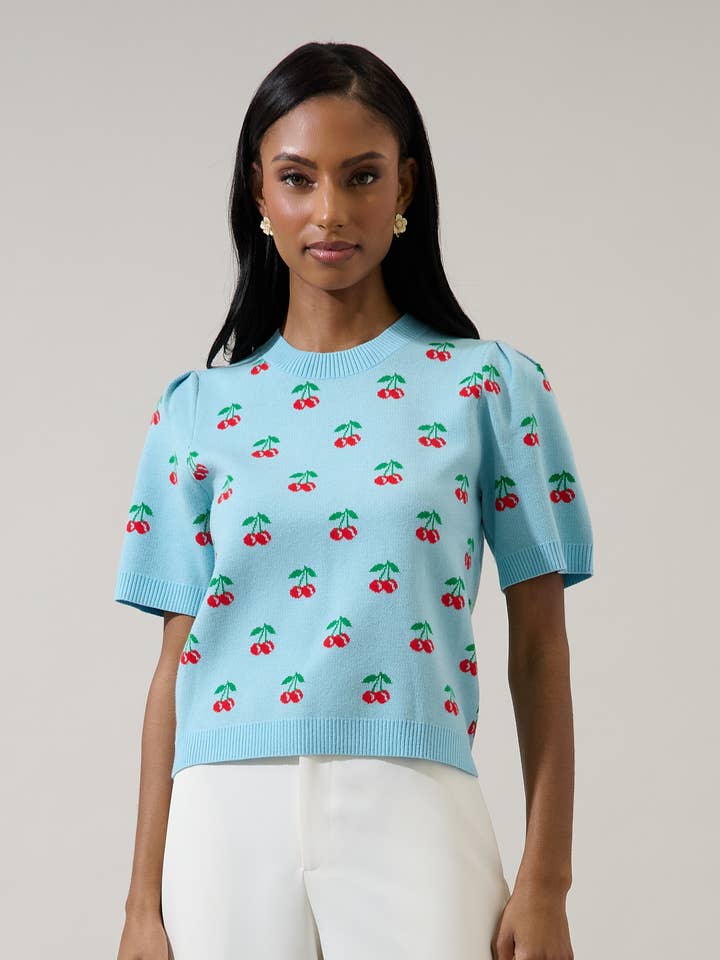 Cherryville Short Sleeve Sweater Top for wholesale by Sugarlips