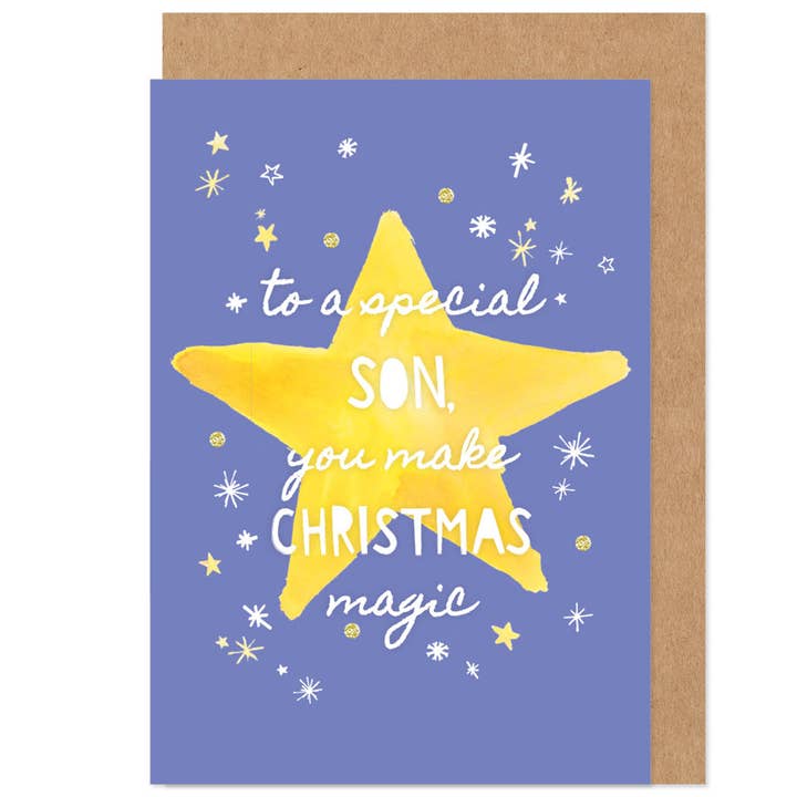 Son Magic Glitter Christmas Card for wholesale by Bow & Bell