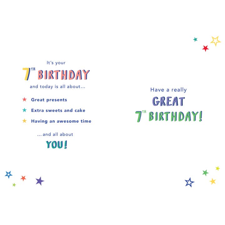 Piccadilly Greetings – wholesale Birthday card – Juvenile Birthday Card, Age 7, Age 71