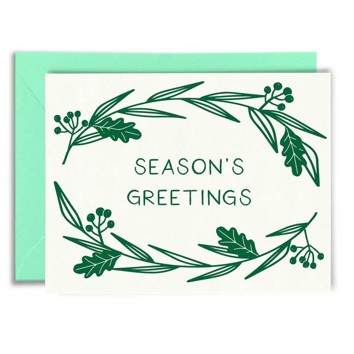 Biglietto di auguri di stagione con fogliame per la vendita all'ingrosso da parte di Apricity Press