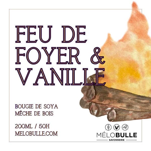 Chandelle Melobulle feu de foyer et vanille for wholesale by Création cocolyly inc.