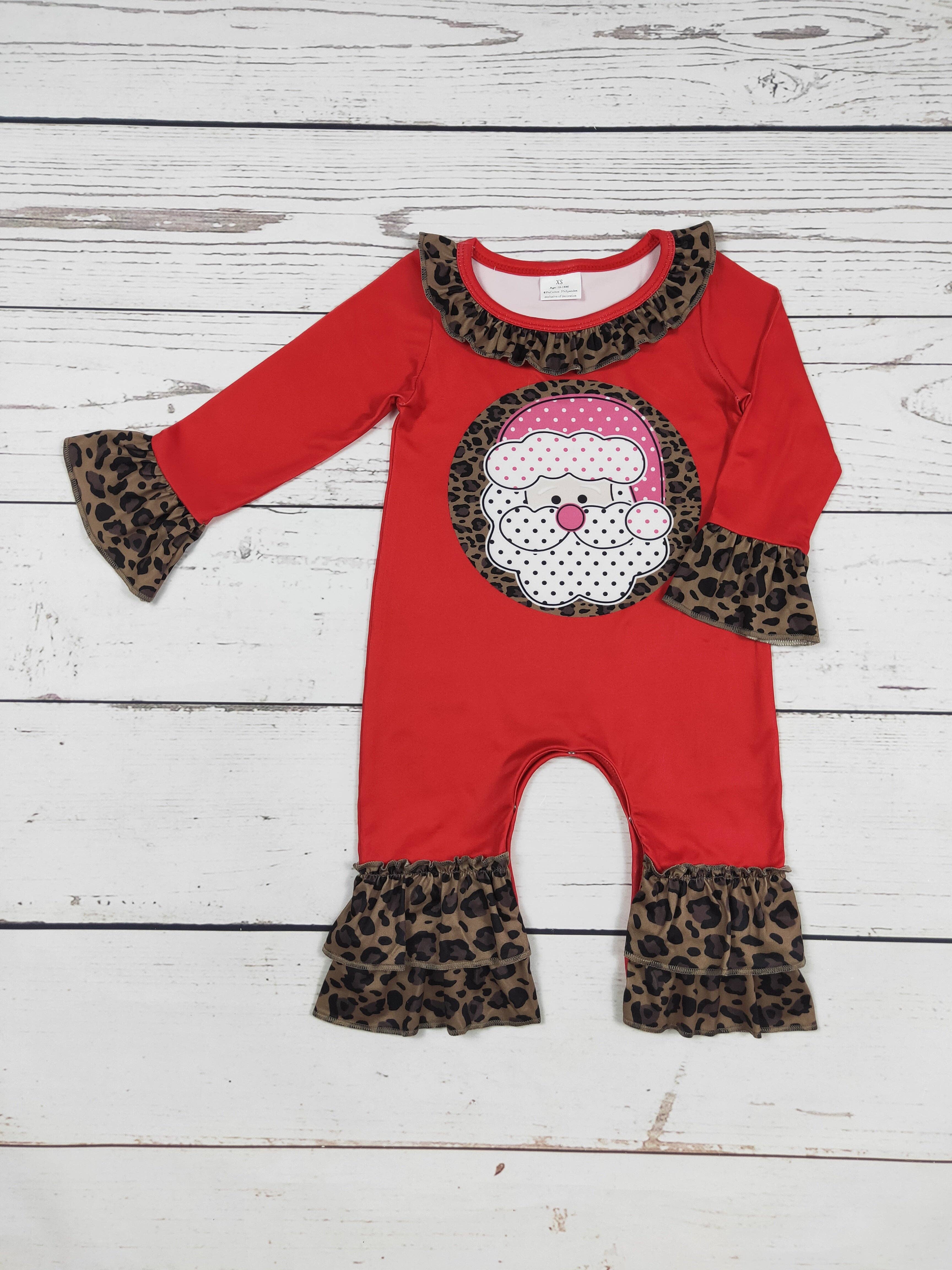 sassy kids palace – Macacão - Bebé por atacado – Romper Estampado Baby Cheetah Santa0