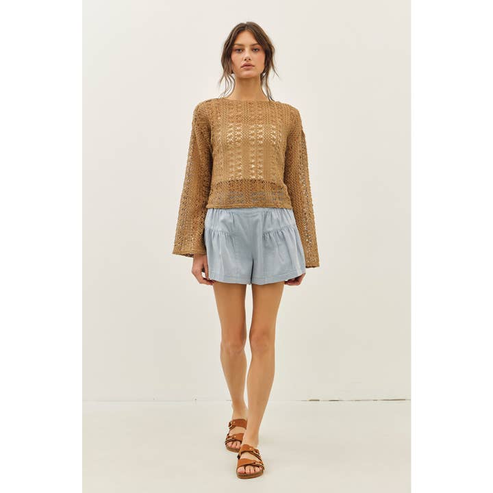 idem ditto – wholesale Shorts – Women’s – WASHED FLARE SHORTS WITH BACK ELASTIC WAISTBAND17